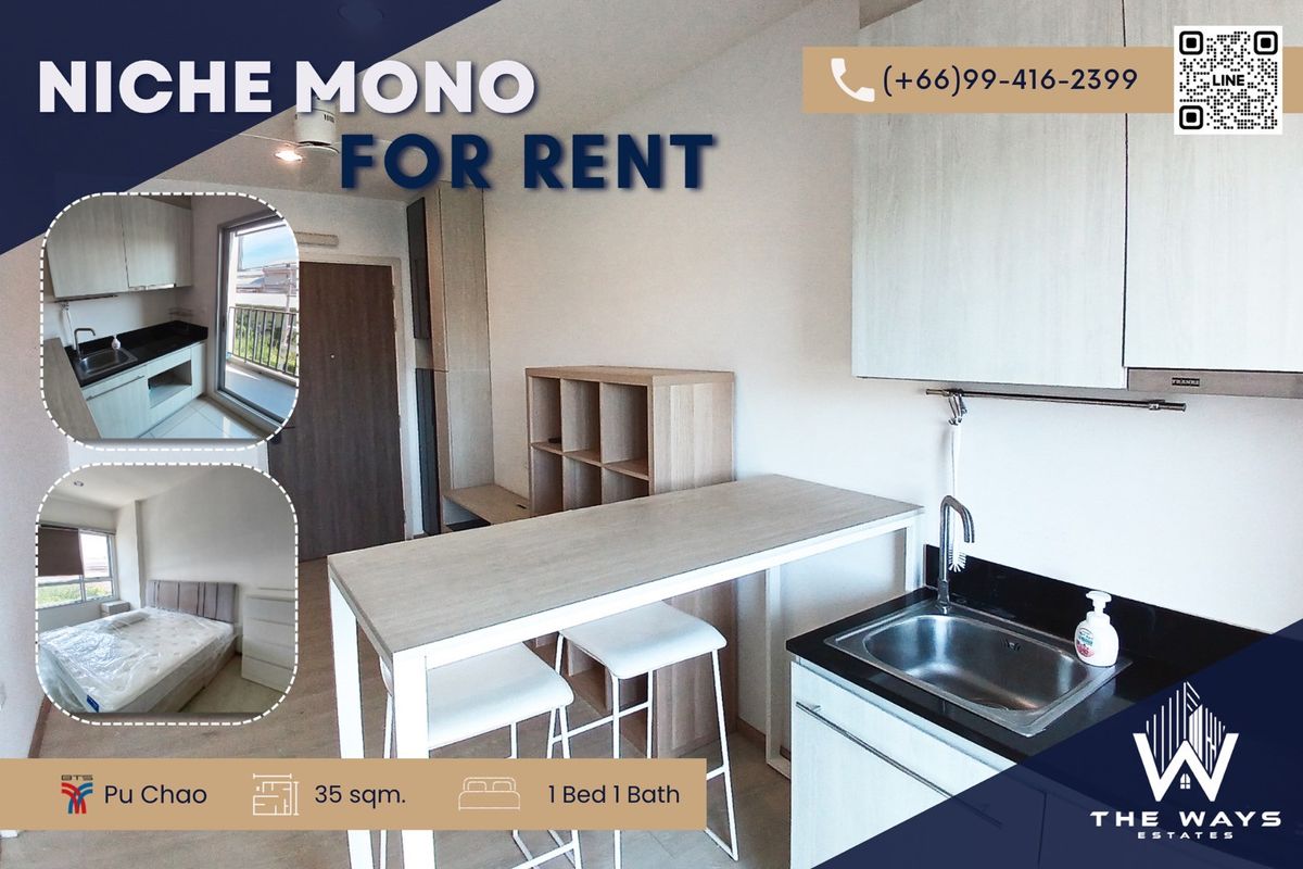 For RentCondoSamut Prakan,Samrong : 🌟 For Rent: Niche Mono Sukhumvit – Pu Chao, Only 200 m. from BTS Pu Chao | Modern Living with Full Facilities!