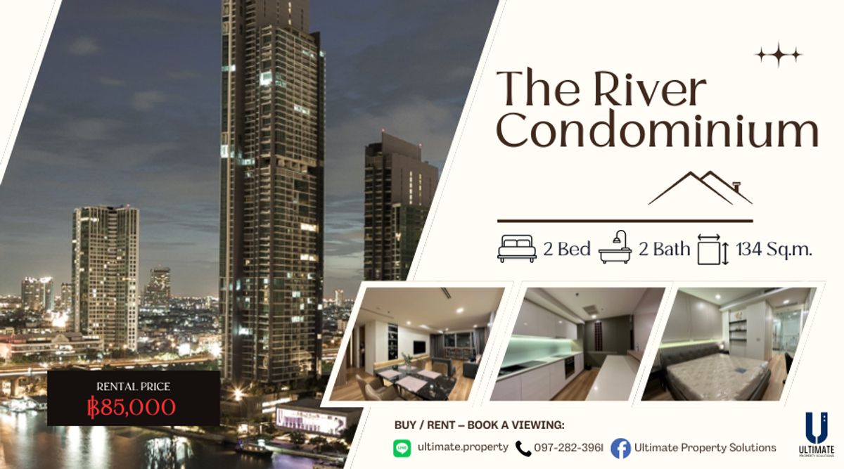 ให้เช่าคอนโดวงเวียนใหญ่ เจริญนคร : อย่าพลาด! ให้เช่า The River วิวแม่น้ำเจ้าพระยา ชั้นสูง30+ พร้อมเข้าอยู่ ที่สุดแห่งความพรีเมียม ใกล้ Icon Siam