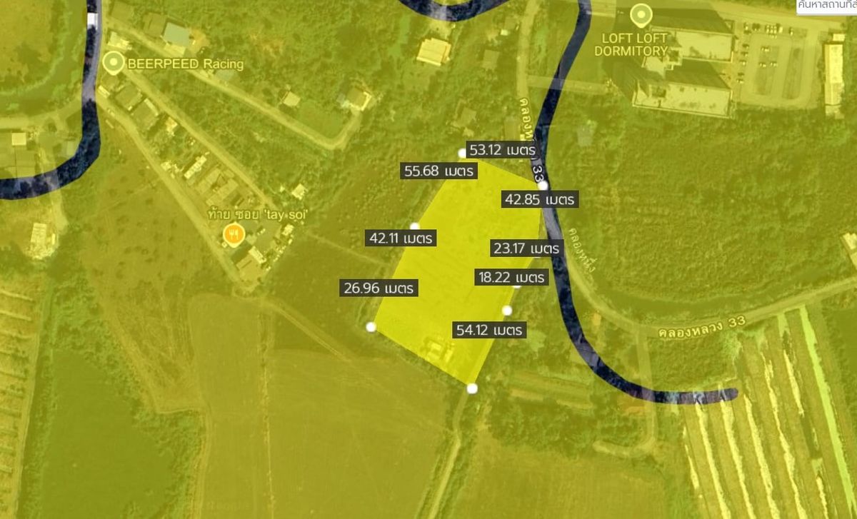 ขายที่ดินปทุมธานี รังสิต ธรรมศาสตร์ : ขายที่ดินเปล่า 5-2-46 ไร่ ซอยคลองหลวง 33 ห่างจาก ม.ธรรมศาสตร์ รังสิต เพียง 900 เมตร