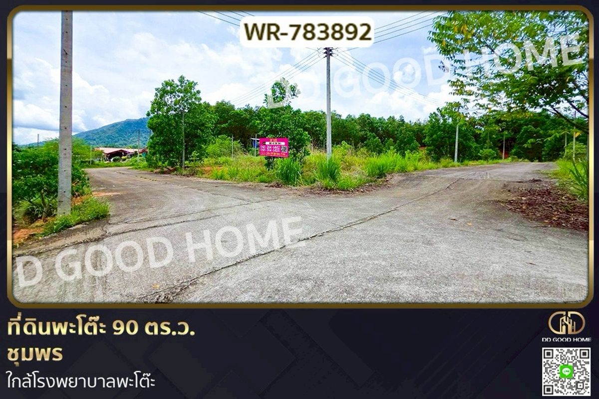 ขายที่ดินชุมพร : WR-783892 ที่ดินพะโต๊ะ 90 ตร.ว. ชุมพร ใกล้โรงพยาบาลพะโต๊ะ