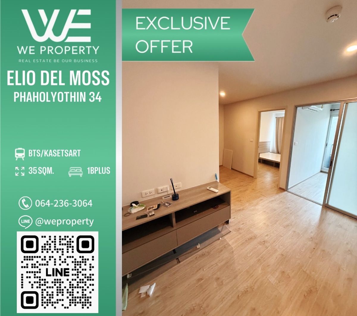 For SaleCondoKasetsart, Ratchayothin : 1bed plus south, good wind, the best price.