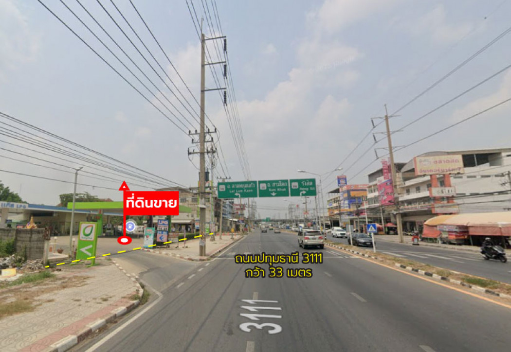 For SaleLandPathum Thani,Rangsit, Thammasat : Land for Sale 9 Rai 0 Ngan 11 Sq.w. on Pathum Thani Road 3111, Near Lotus Pathum Thani