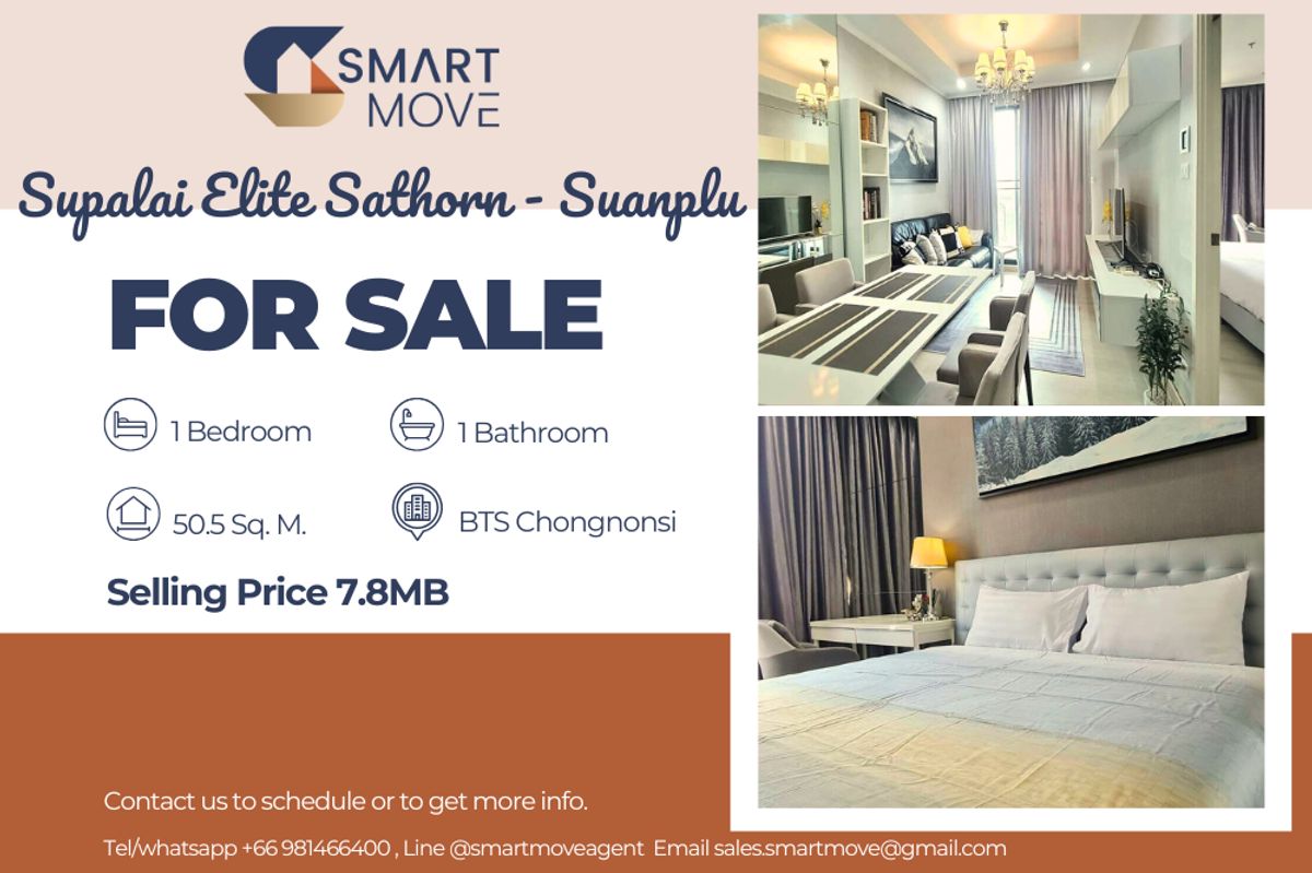 ขายคอนโดสาทร นราธิวาส : 🔥 ขายพร้อมผู้เช่า !!🔥 Code C20221201364..........Supalai Elite Sathorn - Suanplu, 1 ห้องนอน, 1 ห้องน้ำ, ชั้นสูง 13++, แต่งครบ, ราคาพิเศษ!!📣📣