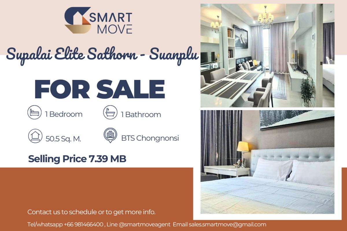 ขายคอนโดสาทร นราธิวาส : 🔥 ขายพร้อมผู้เช่า !!🔥 Code C20221201364..........Supalai Elite Sathorn - Suanplu, 1 ห้องนอน, 1 ห้องน้ำ, ชั้นสูง 13++, แต่งครบ, ราคาพิเศษ!!📣📣
