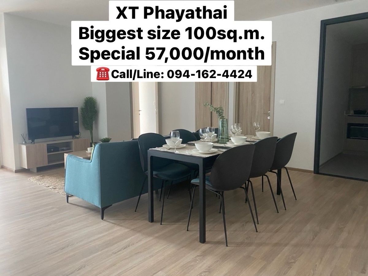 ให้เช่าคอนโดราชเทวี พญาไท : XT PHAYATHAI 2Bedrooms 100sq.m. 57,000/month 💥RARE!!!💥 ☎️Call/Line: 094-162-4424