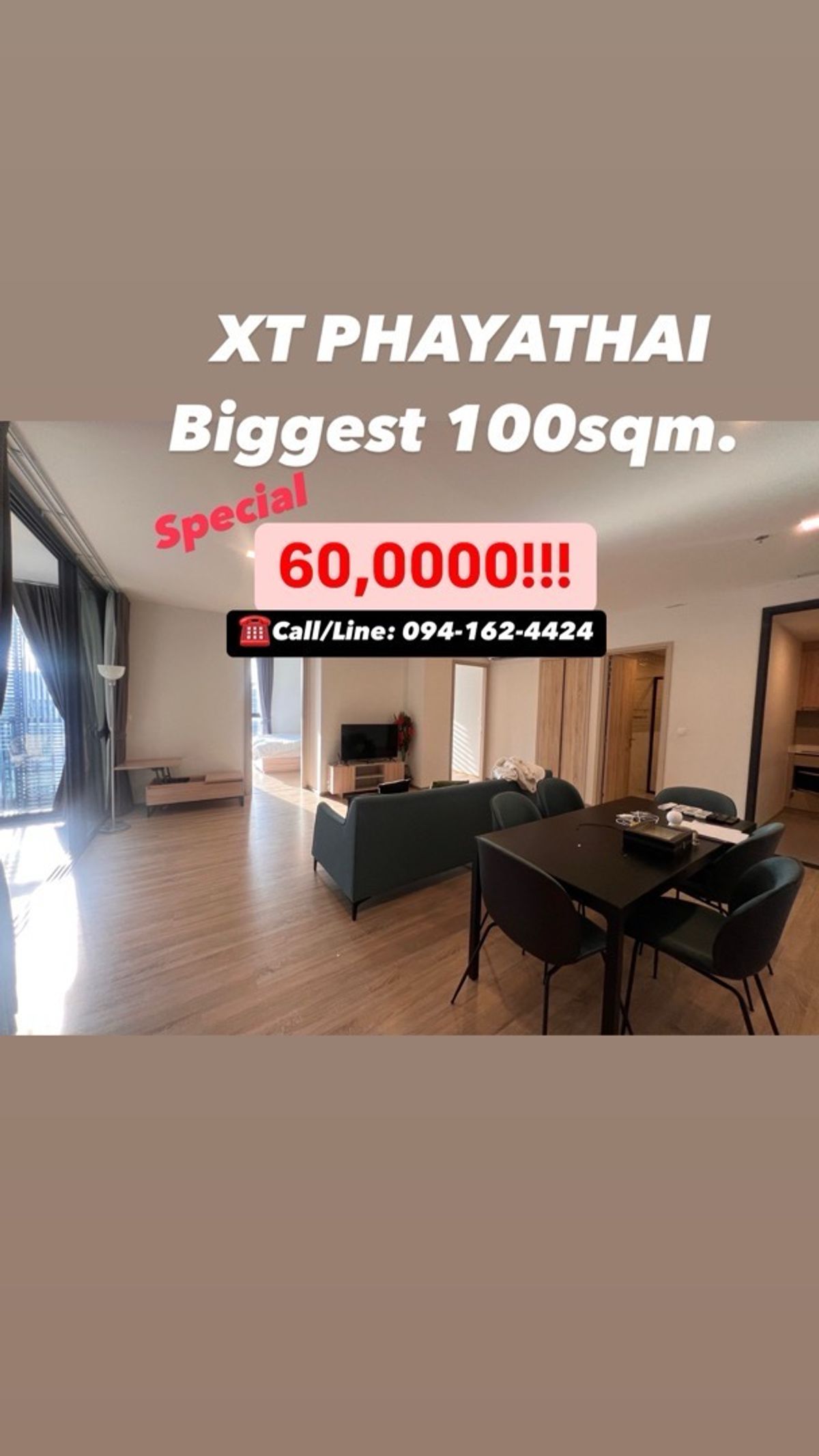 ให้เช่าคอนโดราชเทวี พญาไท : XT PHAYATHAI 2Bedrooms 100sq.m. 60,000/month 💥RARE!!!💥 ☎️Call/Line: 094-162-4424