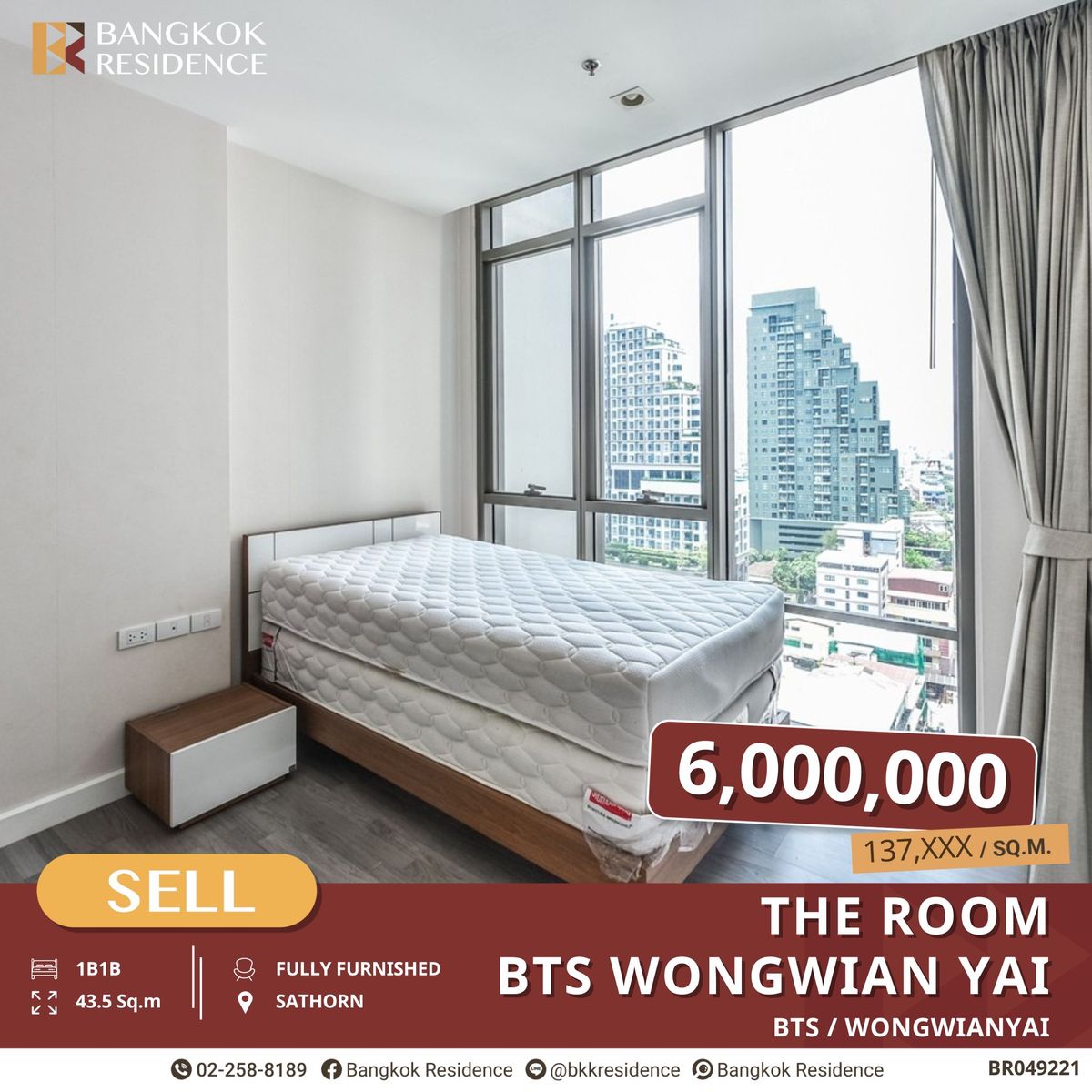 ขายคอนโดวงเวียนใหญ่ เจริญนคร : The Room BTS Wongwianyai, 1 ห้องนอนถูกกว่าตลาด ใกล้ BTS วงเวียนใหญ่