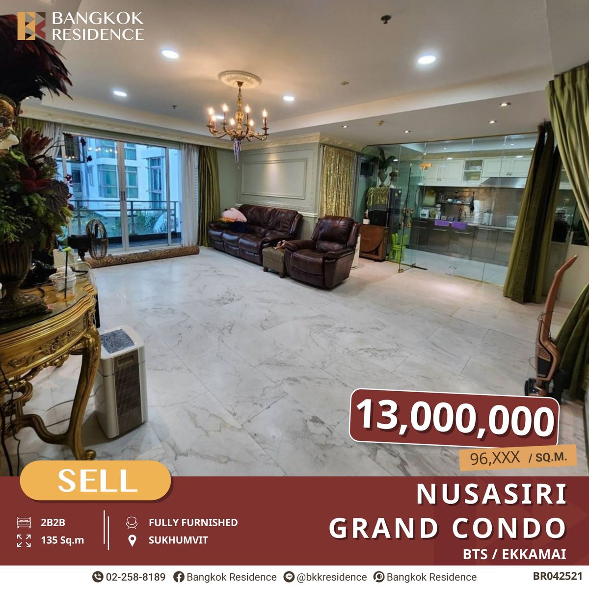 ขายคอนโดสุขุมวิท อโศก ทองหล่อ : หรูหราติด BTS เอกมัย Nusasiri Grand Condo เพียง 13 MB!!