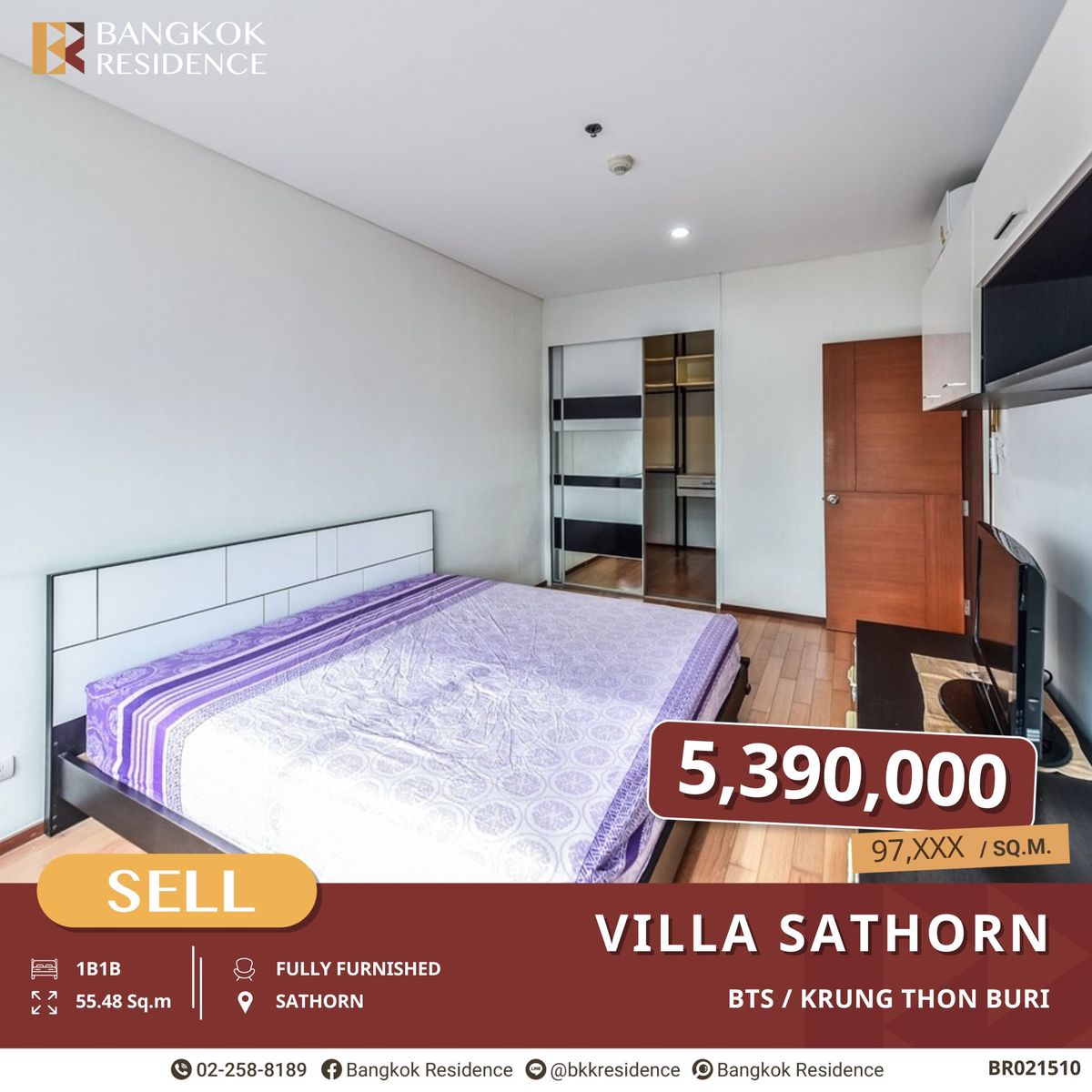 ขายคอนโดวงเวียนใหญ่ เจริญนคร : Villa Sathorn, 1 นอนแต่งครบ วิวเมือง เพียง 5.39 MB ใกล้ BTS กรุงธนบุรี