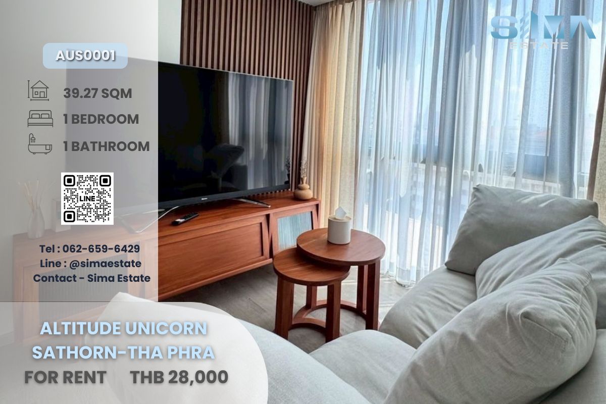For RentCondoThaphra, Talat Phlu, Wutthakat : For rent ☁️ Altitude Unicorn Sathorn-Tha Phra ☁️ Loft style room, luxuriously decorated, first time rent, everything is brand new ☀️