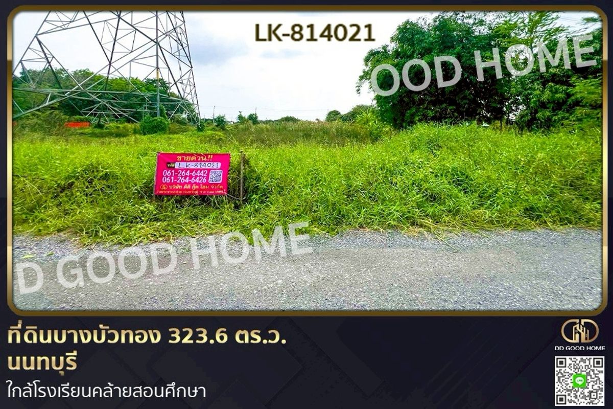 ขายที่ดินนนทบุรี บางใหญ่ บางบัวทอง : LK-814021 ที่ดินบางบัวทอง 323.6 ตร.ว. นนทบุรี ใกล้โรงเรียนคล้ายสอนศึกษา