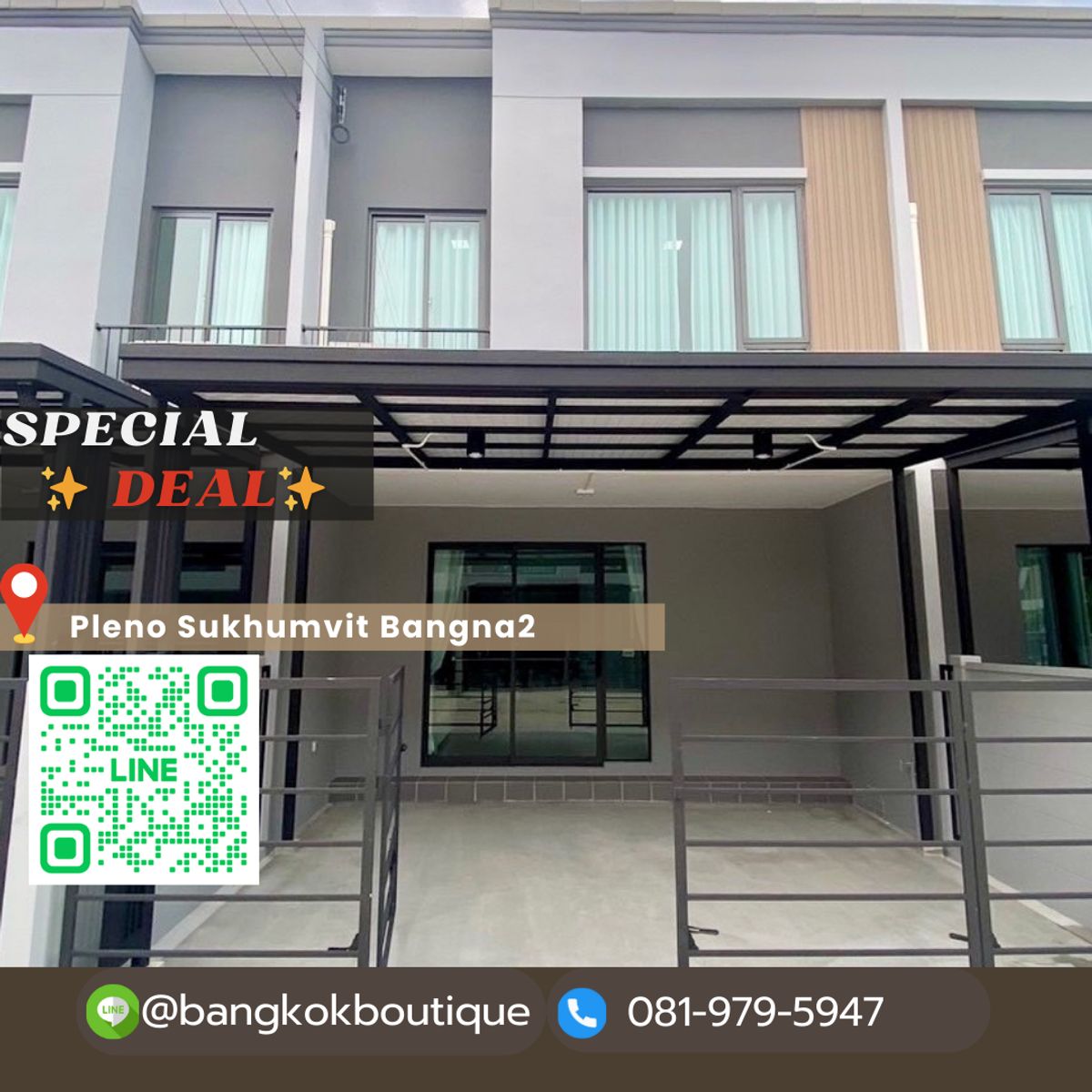 ให้เช่าทาวน์โฮมบางนา แบริ่ง ลาซาล : 🔥𝑵𝒆𝒘𝑨𝒗𝒂𝒊𝒍𝒂𝒃𝒍𝒆🔥ให้เช่า Pleno Sukhumvit Bangna 2
