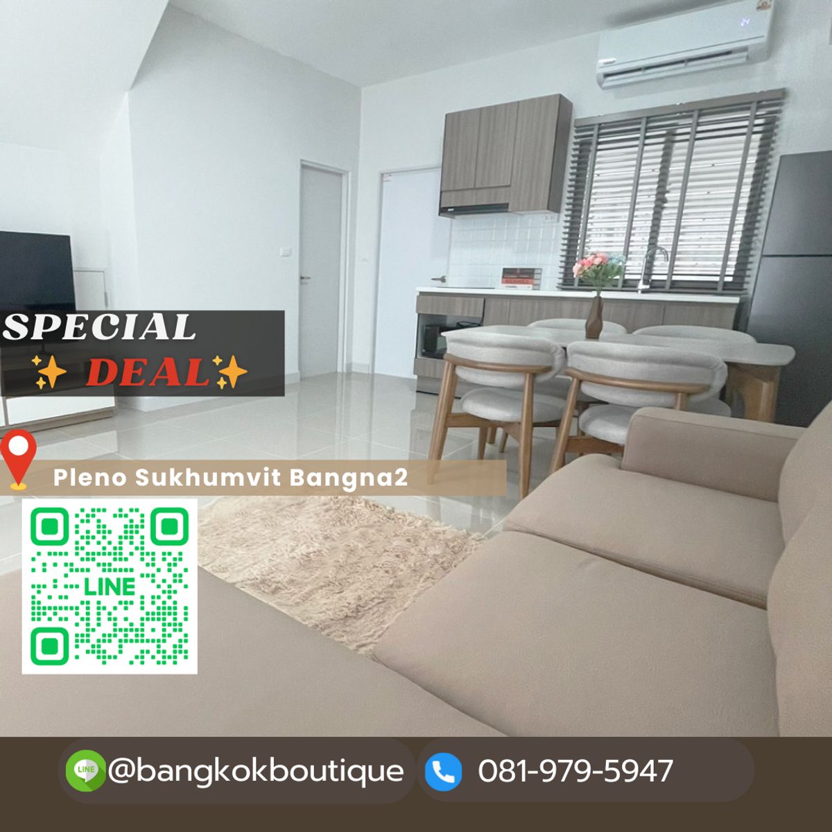 ให้เช่าทาวน์โฮมบางนา แบริ่ง ลาซาล : 🔥𝑯𝑶𝑻𝑨𝒗𝒂𝒊𝒍𝒂𝒃𝒍𝒆🔥ให้เช่า Pleno Sukhumvit Bangna 2