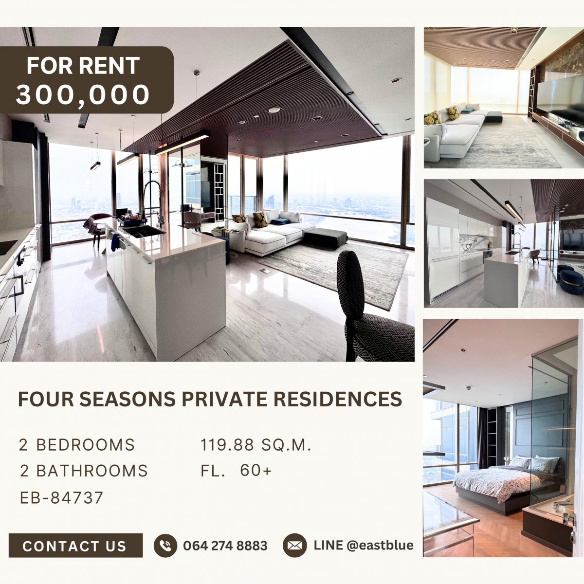 For RentCondoSathorn, Narathiwat : Four Seasons Private Residences, 2 bed, 300000 per month