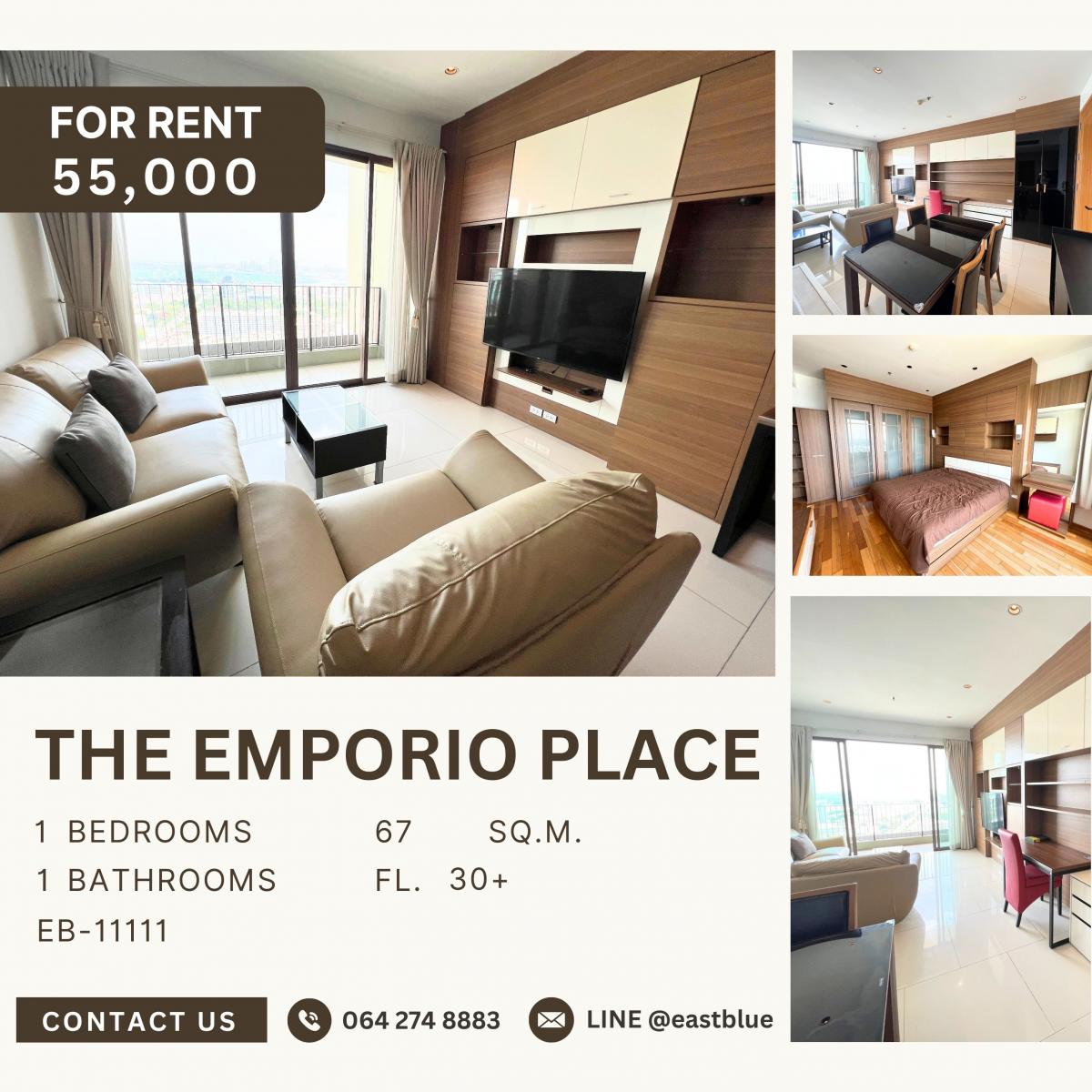 ให้เช่าคอนโดสุขุมวิท อโศก ทองหล่อ : The Emporio Place, 1 bed, 55000 per month