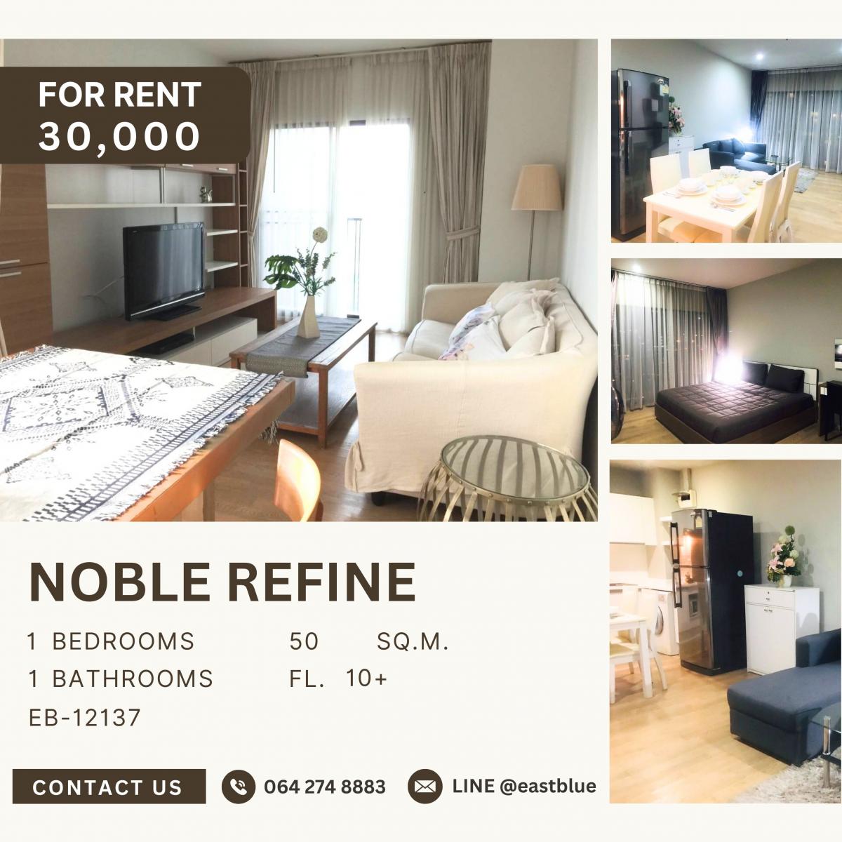 For RentCondoSukhumvit, Asoke, Thonglor : Noble Refine, 1 bed, 30000 per month