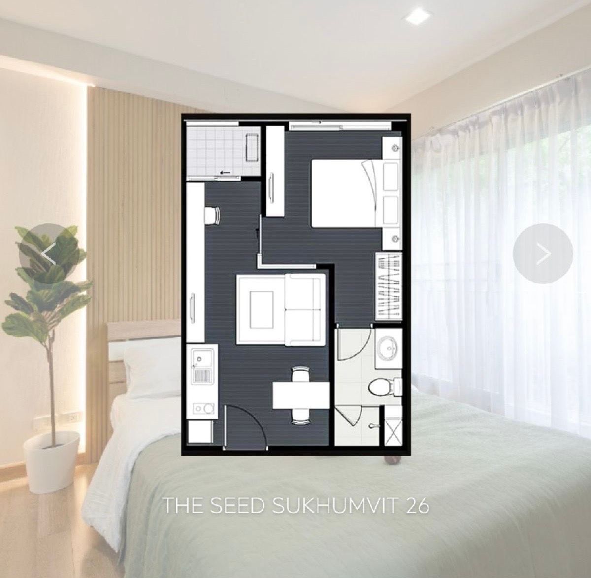 ให้เช่าคอนโดสุขุมวิท อโศก ทองหล่อ : ให้เช่า The Seed Musee Sukhumvit 26 (1Bed) คอน โด low rise รีโนเวทใหม่ ห้องมุม วิวสวน มองแล้วสบายตา 