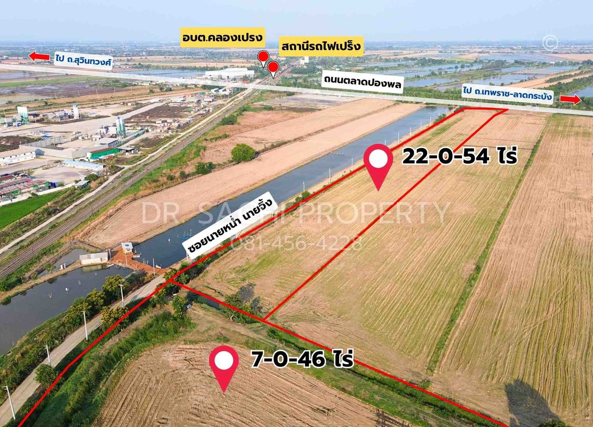 ขายที่ดินฉะเชิงเทรา : ขายที่ดินสวย ติดถนนตลาดปองพล 29-1-0 ไร่ แปลงมุม ติดถนน 2 ด้าน อ.เมือง จ.ฉะเชิงเทรา