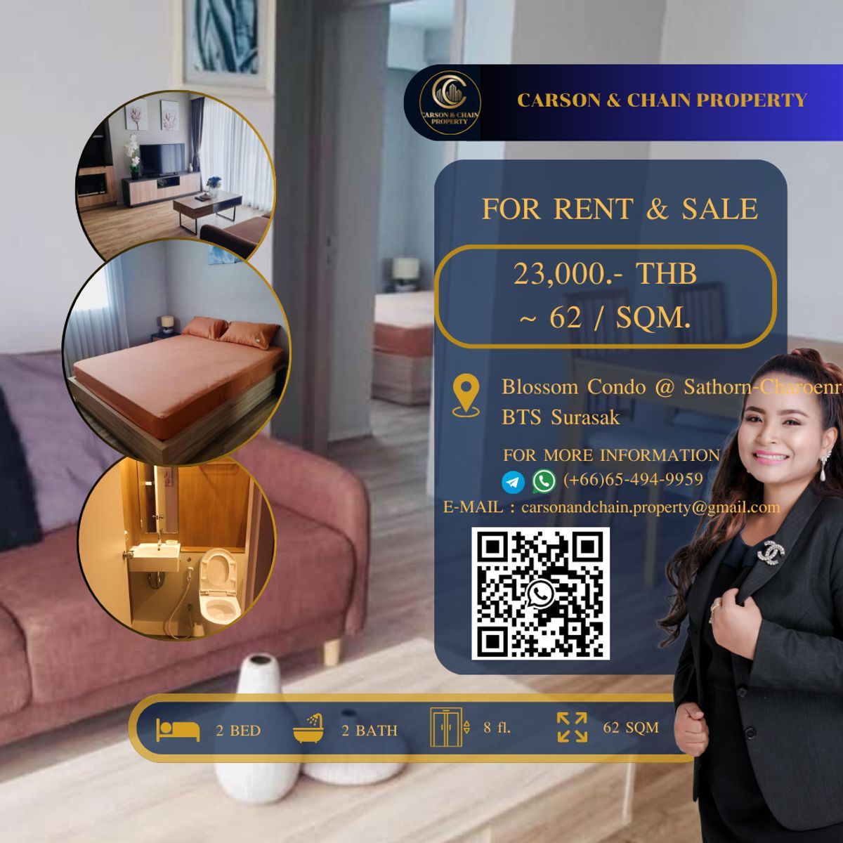 ให้เช่าคอนโดสาทร นราธิวาส : Blossom Condo @ Sathorn-Charoenrat 