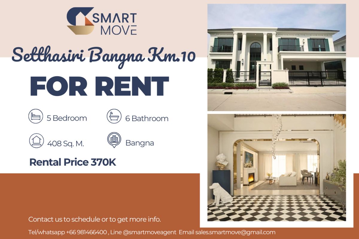 For RentHouseBangna, Bearing, Lasalle : 🔥For Rent Single house !!🔥 Code C20250500010..........Setthasiri Bangna Km.10, 5 bedroom, 6 bathroom, 1-2 Storeys, prime area, furnished, ready to move in 📣📣