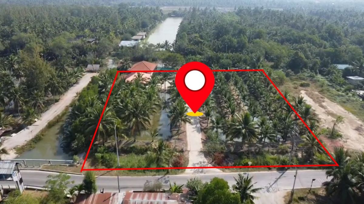 ขายที่ดินมหาชัย สมุทรสาคร : ที่ดินอัมพวาแปลงสวยๆ ติดคลองน้ำ ขนาด 3ไร่56ตร.ว. พร้อมสิ่งปลูกสร้าง  