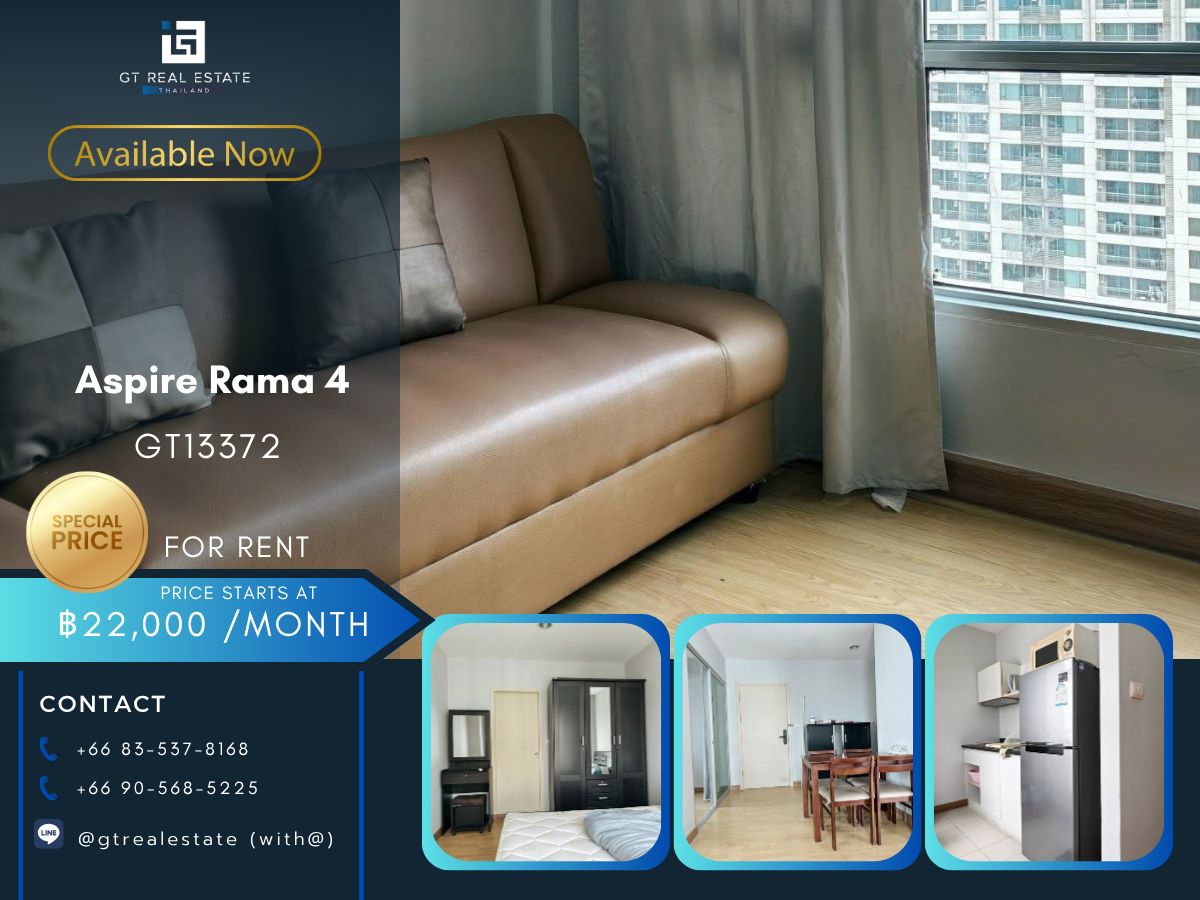 คอนโดคลองเตย กล้วยน้ำไท : คอนโด Aspire Rama 4 เดินทางสะดวก ใกล้รถไฟฟ้าบีทีเอส มีรถรับส่ง เฟอร์นิเจอร์ครบ พร้อมอยู่ทันที