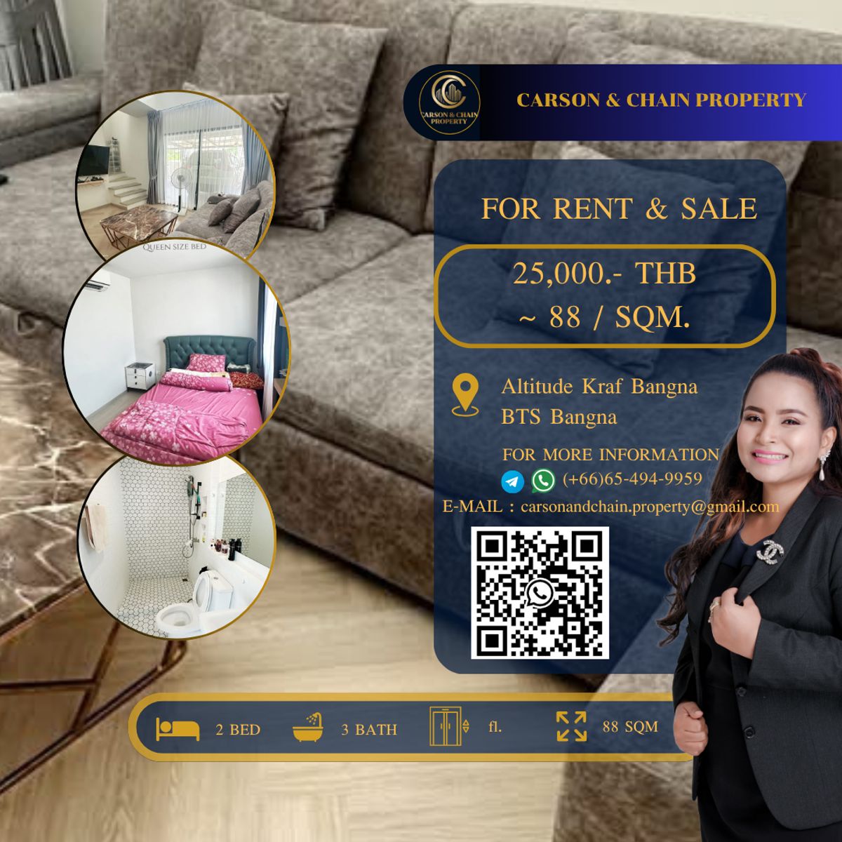 ให้เช่าคอนโดบางนา แบริ่ง ลาซาล : Altitude Kraf Bangna 
