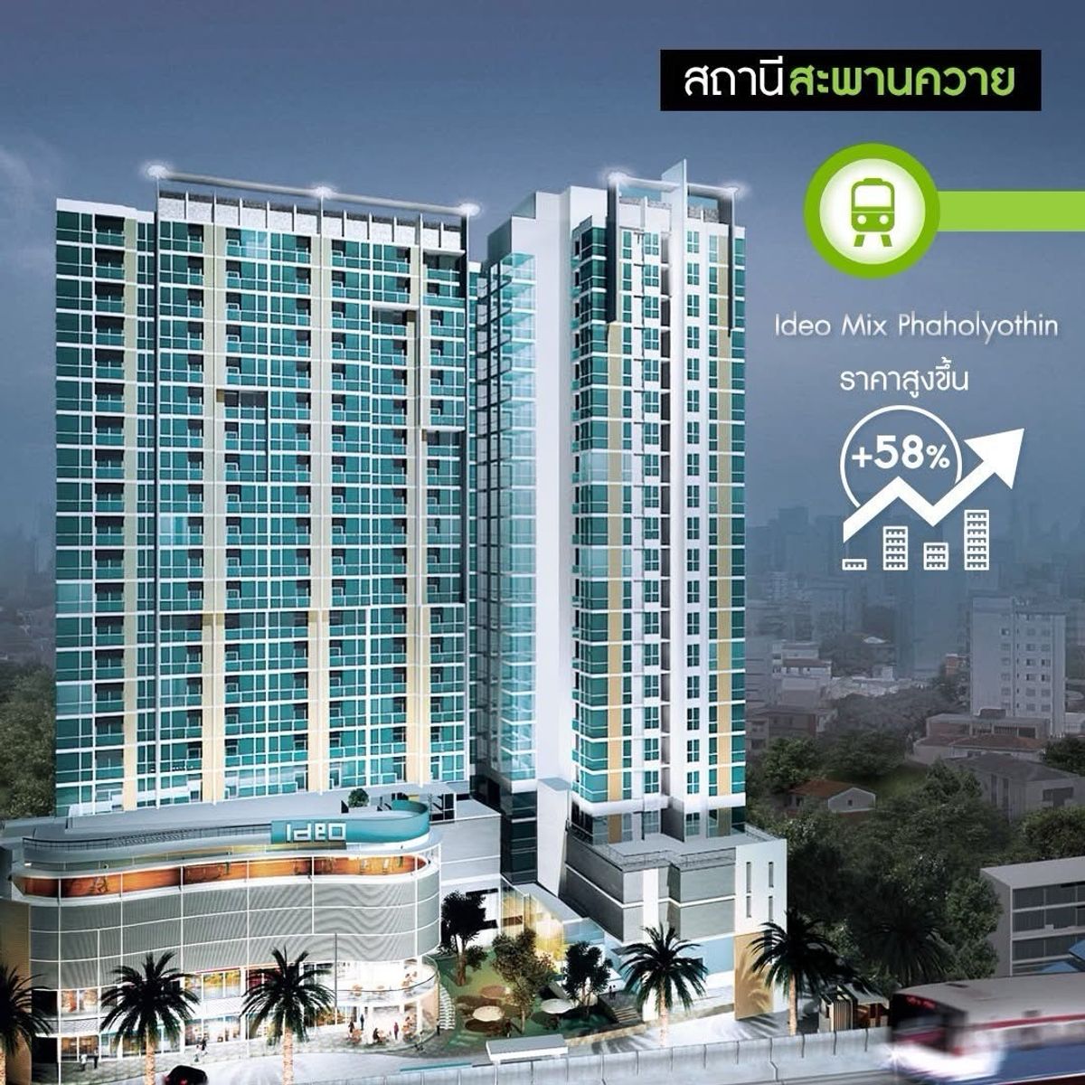 ให้เช่าคอนโดสะพานควาย จตุจักร : For rent Ideo mix 31.5 Sqm 15,000 ready to move 20 JUNE 25 