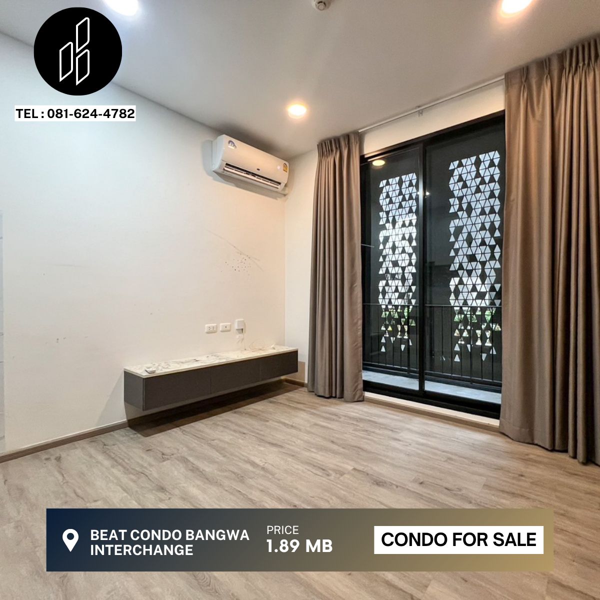 ขายคอนโดท่าพระ ตลาดพลู วุฒากาศ : BEAT Condo Bangwa Interchange ขนาด 1 ห้องนอน 1 ห้องน้ำ 28 ตร.ม DBC-9-S582