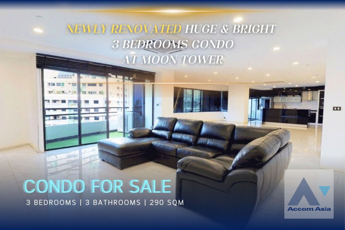 CondoKhlongtoei, Kluaynamthai : 🔼AccomA🔽 Newly renovated Newly renovated Huge & Bright 3 beds condo for rent and sale 700 m to Thonglor BTS at Moon tower (AA28816)