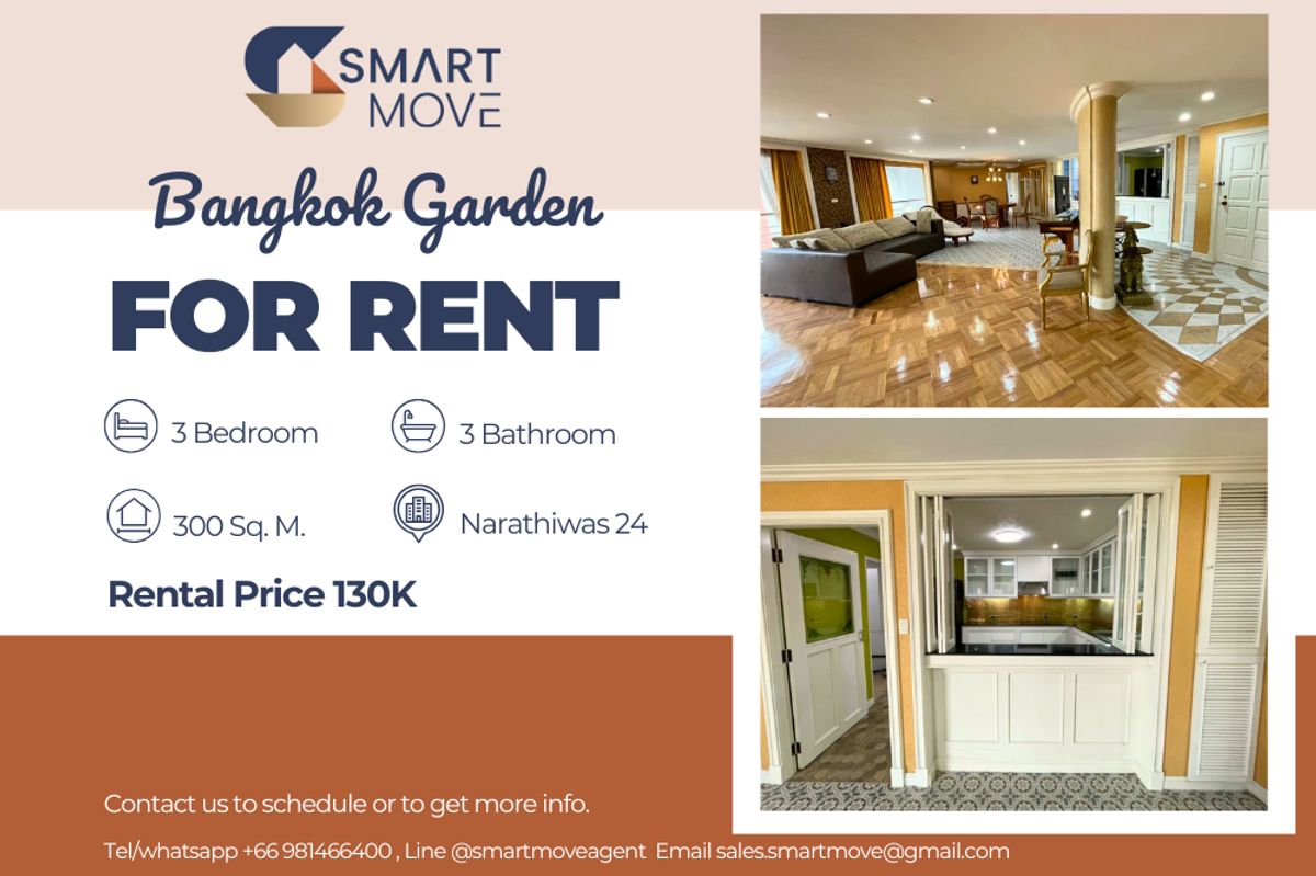 For RentCondoRama3 (Riverside),Satupadit : 🔥For Rent !!🔥 Code C20250500014..........Bangkok Garden, 3 bedroom, 3 bathroom, high floor 15++, furnished, ready to move in 📣📣