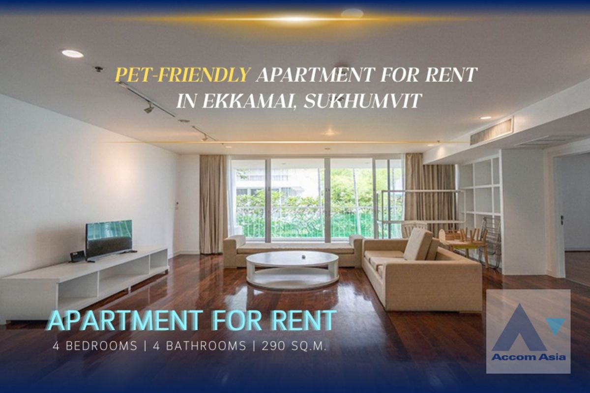 ให้เช่าสุขุมวิท อโศก ทองหล่อ : Pet friendly 4 Bedrooms Apartment for Rent in Sukhumvit, Bangkok near BTS Ekkamai at Ekkamai Family Apartment (AA17223)