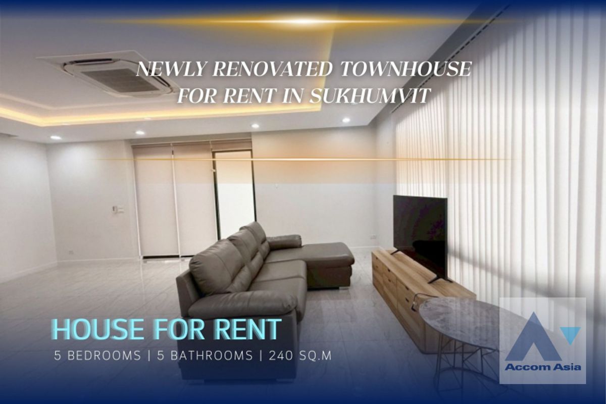 ให้เช่าทาวน์โฮมสุขุมวิท อโศก ทองหล่อ : 🔼AccomA🔽 Home Office, Newly renovated Newly renovated townhouse 5 beds for rent in Sukhumvit 
