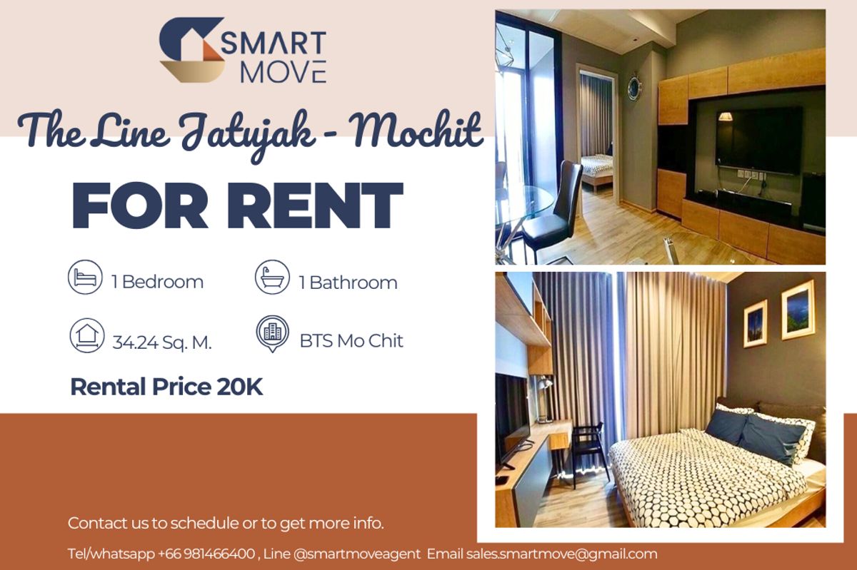 ให้เช่าคอนโดสะพานควาย จตุจักร : 🔥 สำหรับเช่า !!🔥 Code C20240300976..........The Line Jatujak - Mochit, 1 ห้องนอน, 1 ห้องน้ำ, ชั้นสูง 30++, แต่งครบ, พร้อมเข้าอยู่ 📣📣