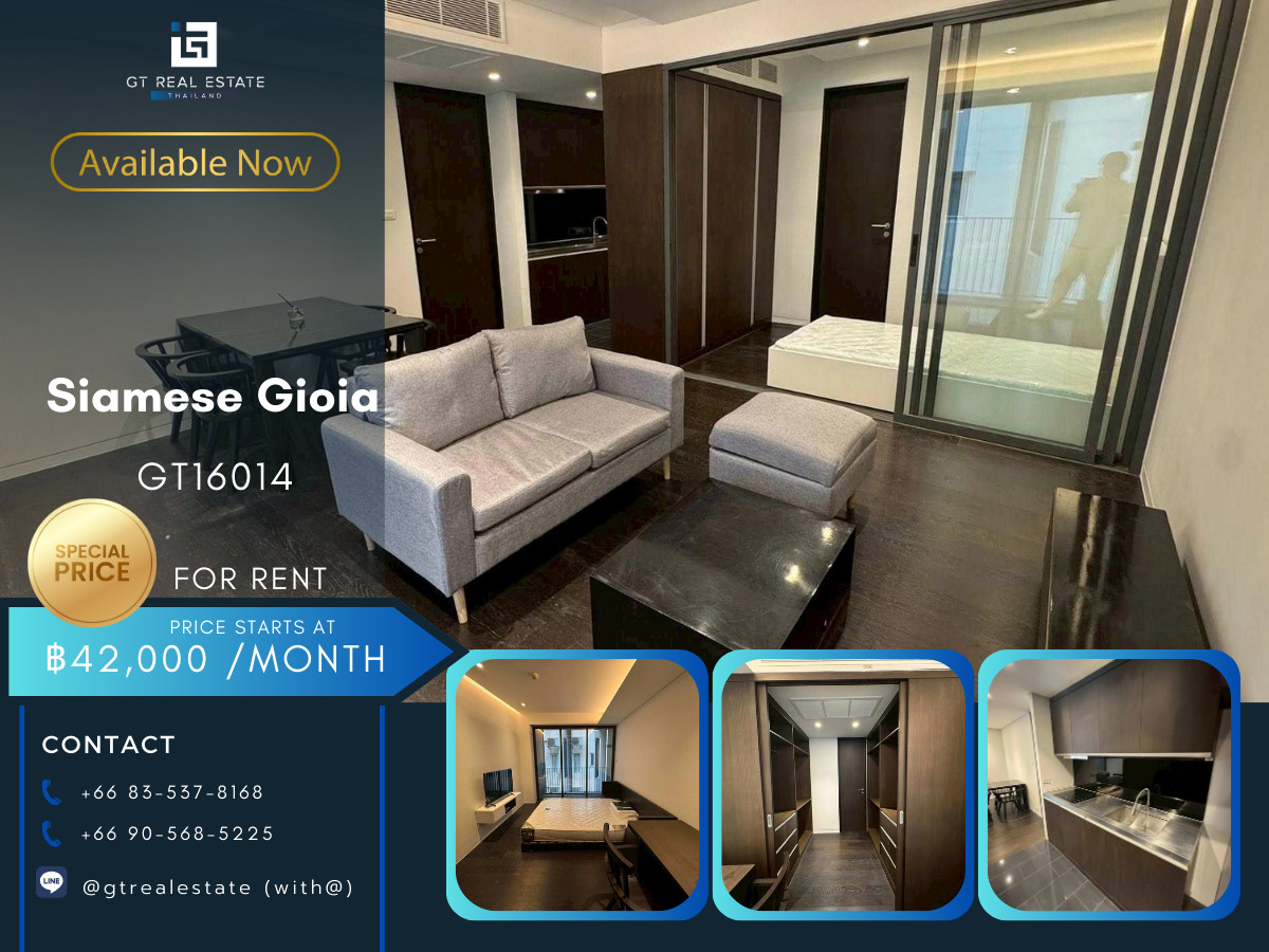 For RentCondoSukhumvit, Asoke, Thonglor : ✨ GT16014 | Condo Siamese Gioia Sukhumvit 31, convenient travel, near BTS, has shuttle, fully furnished. Ready to move in immediately
