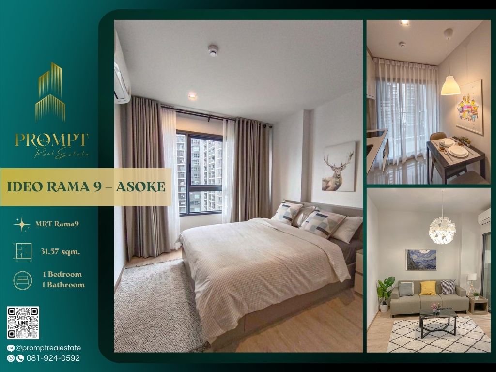 For RentCondoRama9, Petchburi, RCA : IJ04295 - IDEO RAMA 9 – ASOKE :  ไอดีโอ พระราม 9 - อโศก - MRT Rama9 / ARL Makkasan