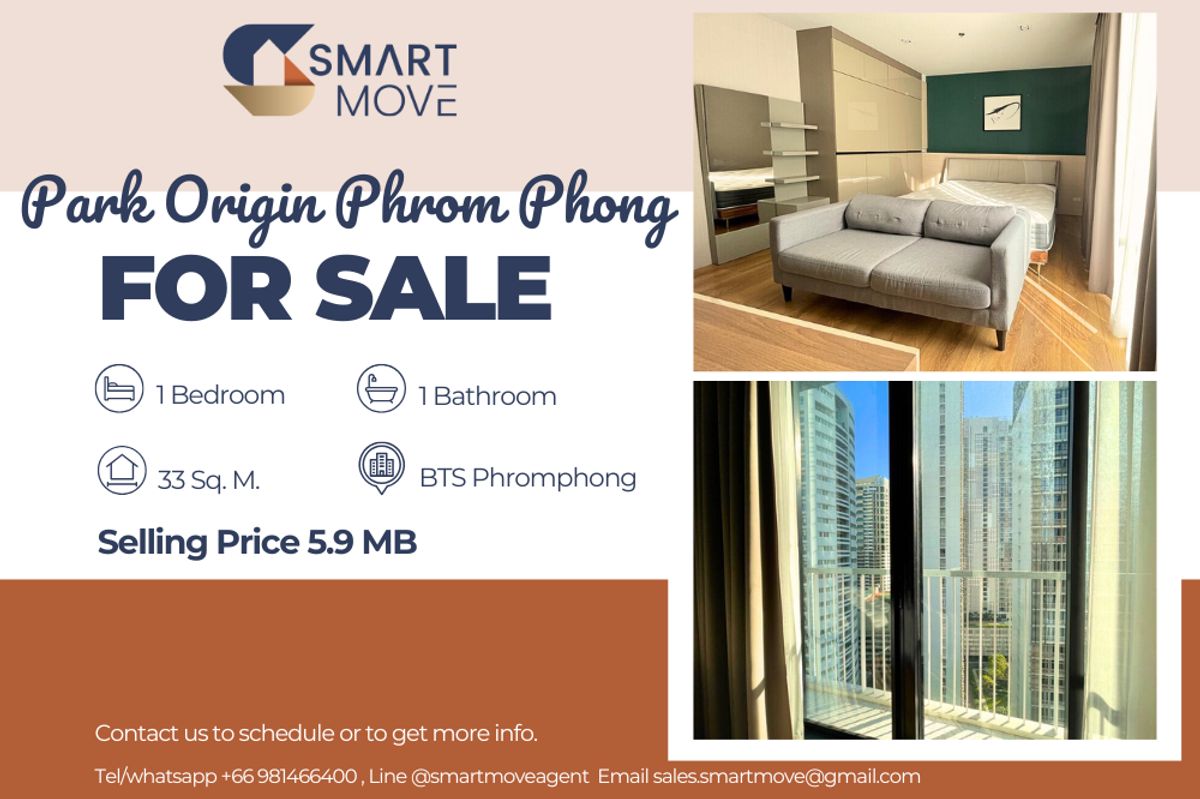 ขายคอนโดสุขุมวิท อโศก ทองหล่อ : 🔥 ขายพร้อมผู้เช่า !!🔥 Code C20230600017..........Park Origin Phrom Phong, 1 ห้องนอน, 1 ห้องน้ำ, ชั้นสูง 17++, ห้องทิศใต้, แต่งครบ, พร้อมเข้าอยู่ !!📣📣