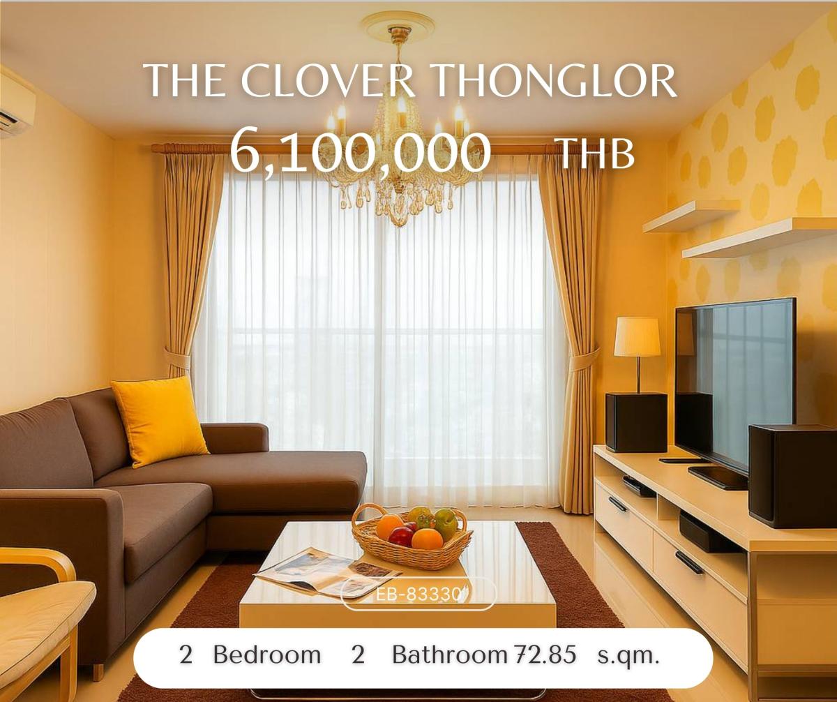For SaleCondoSukhumvit, Asoke, Thonglor : The Clover Thonglor ขายขาดทุน ถูกที่สุดในตึก!!! ห้องแต่งครบ วิวสวย ห้องใหญ่มาก ใจกลางทองหล่อ