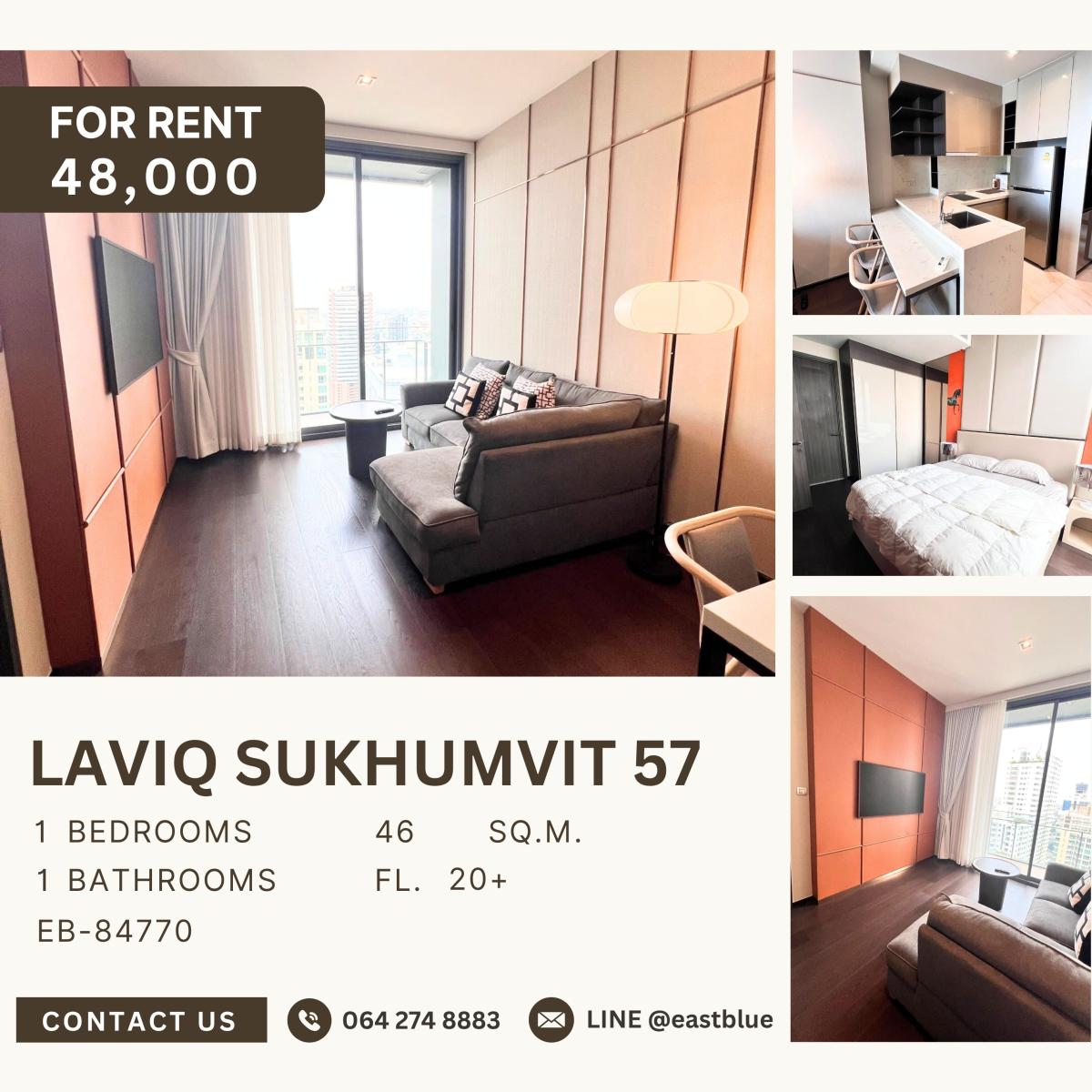 ให้เช่าคอนโดสุขุมวิท อโศก ทองหล่อ : LAVIQ Sukhumvit 57, 1 bed, 48000 per month