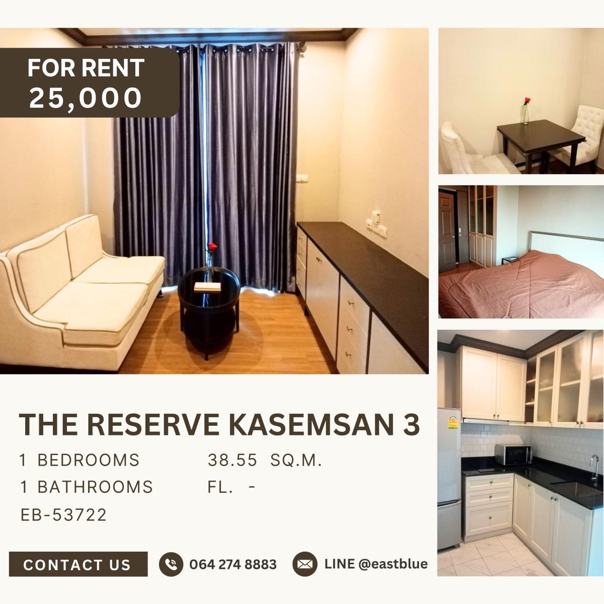 For RentCondoSiam Paragon ,Chulalongkorn,Samyan : The Reserve Kasemsan 3, 1 bed, 25000 per month
