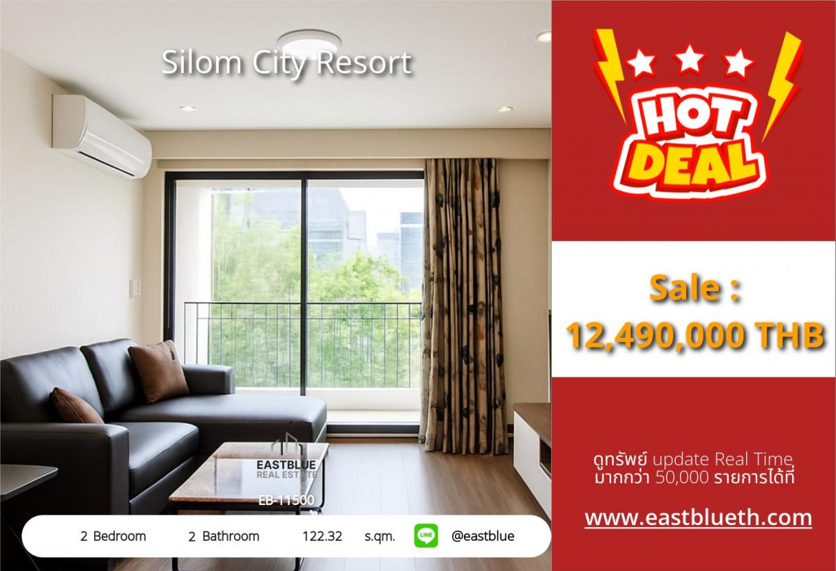 For SaleCondoSilom, Saladaeng, Bangrak : Luxury in the heart of Silom, 2 bedrooms, spacious 122 sq.m., stunning city view!
Near BTS Chong Nonsi, with complete amenities!