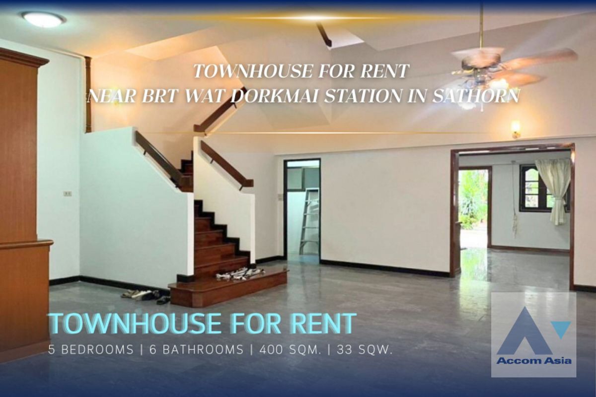 For RentTownhomeRama3 (Riverside),Satupadit : 🔼AccomA🔽 Pet friendly Townhouse for rent near BRT Wat DorkMai station in Sathorn 