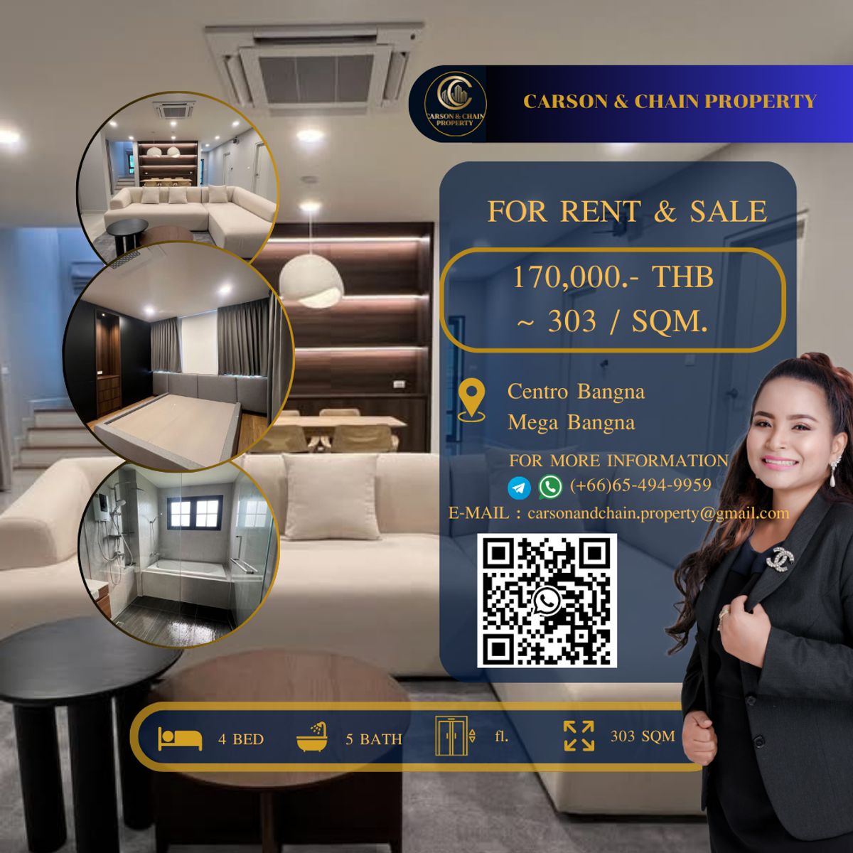 ให้เช่าบ้านบางนา แบริ่ง ลาซาล : Centro Bangna