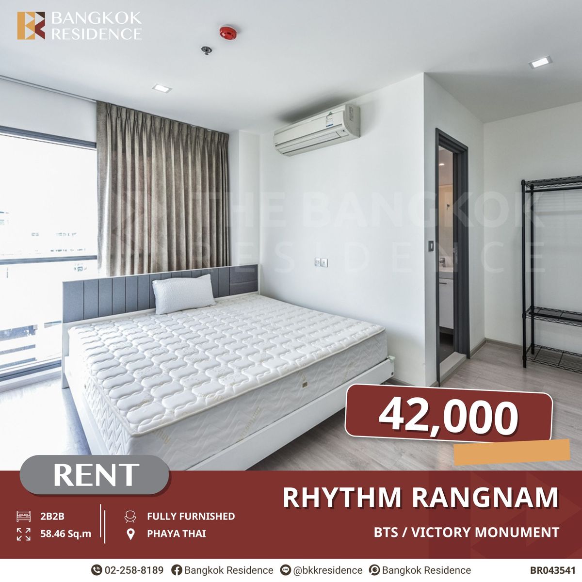 ให้เช่าคอนโดราชเทวี พญาไท : เช่า 2 ห้องนอน RHYTHM Rangnam เดินทางสะดวก ใกล้ BTS อนุสาวรีย์ฯ