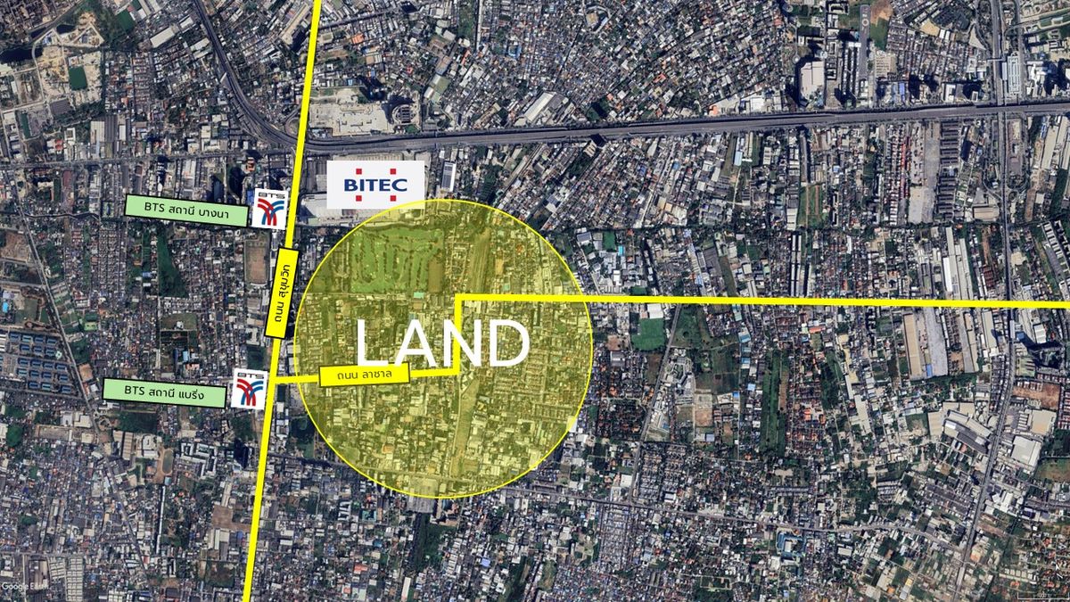 For SaleLandBangna, Bearing, Lasalle : Land for sale in Soi La Sal, beautiful plots in a residential area near Department stores, Bitec Bangna and BTS, 2 and a half rai