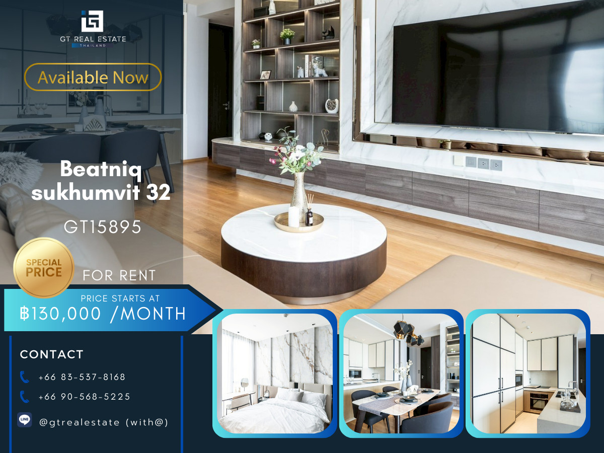 For RentCondoSukhumvit, Asoke, Thonglor : ✨ GT15895 | Luxury condo at Beatniq Sukhumvit 32, convenient travel, near BTS, shuttle available, beautiful room, fully furnished. Ready to move in immediately!!!