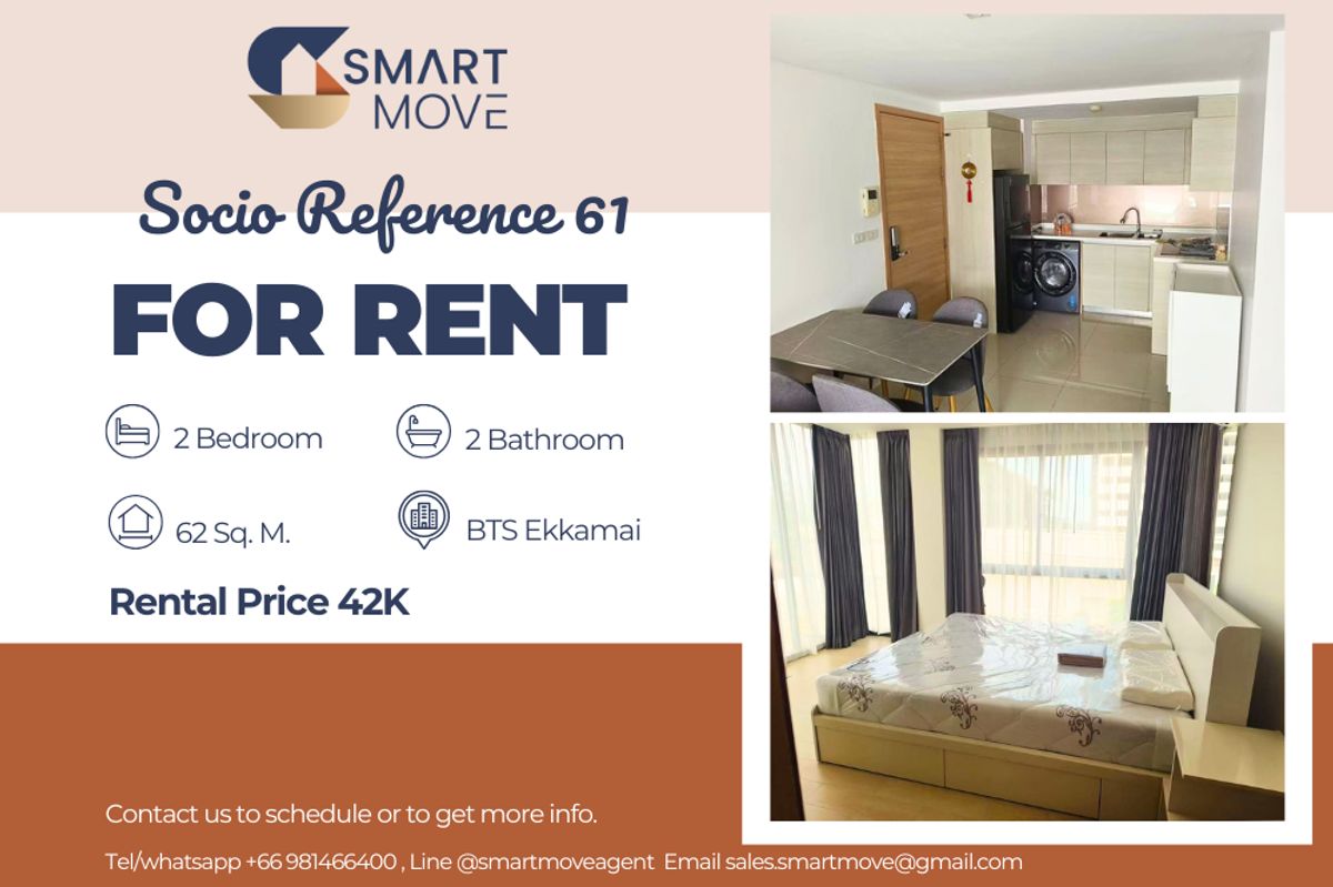For RentCondoSukhumvit, Asoke, Thonglor : 🔥For Rent !!🔥 Code C20250500027..........Socio Reference 61, 2 bedroom, 2 bathroom, furnished, ready to move in 📣📣