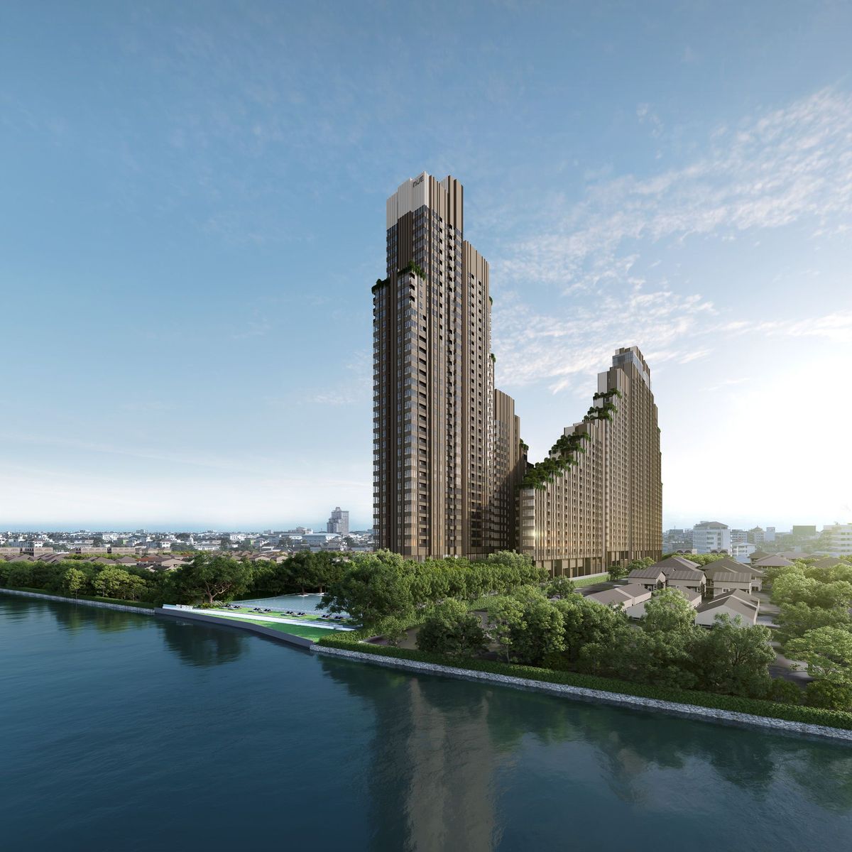 ขายดาวน์คอนโดราษฎร์บูรณะ สุขสวัสดิ์ : Nue Riverest 1-bed วิวแม่น้ำ 31.65 ตร.ม. ชั้น23 ใกล้อาคารจอดรถ