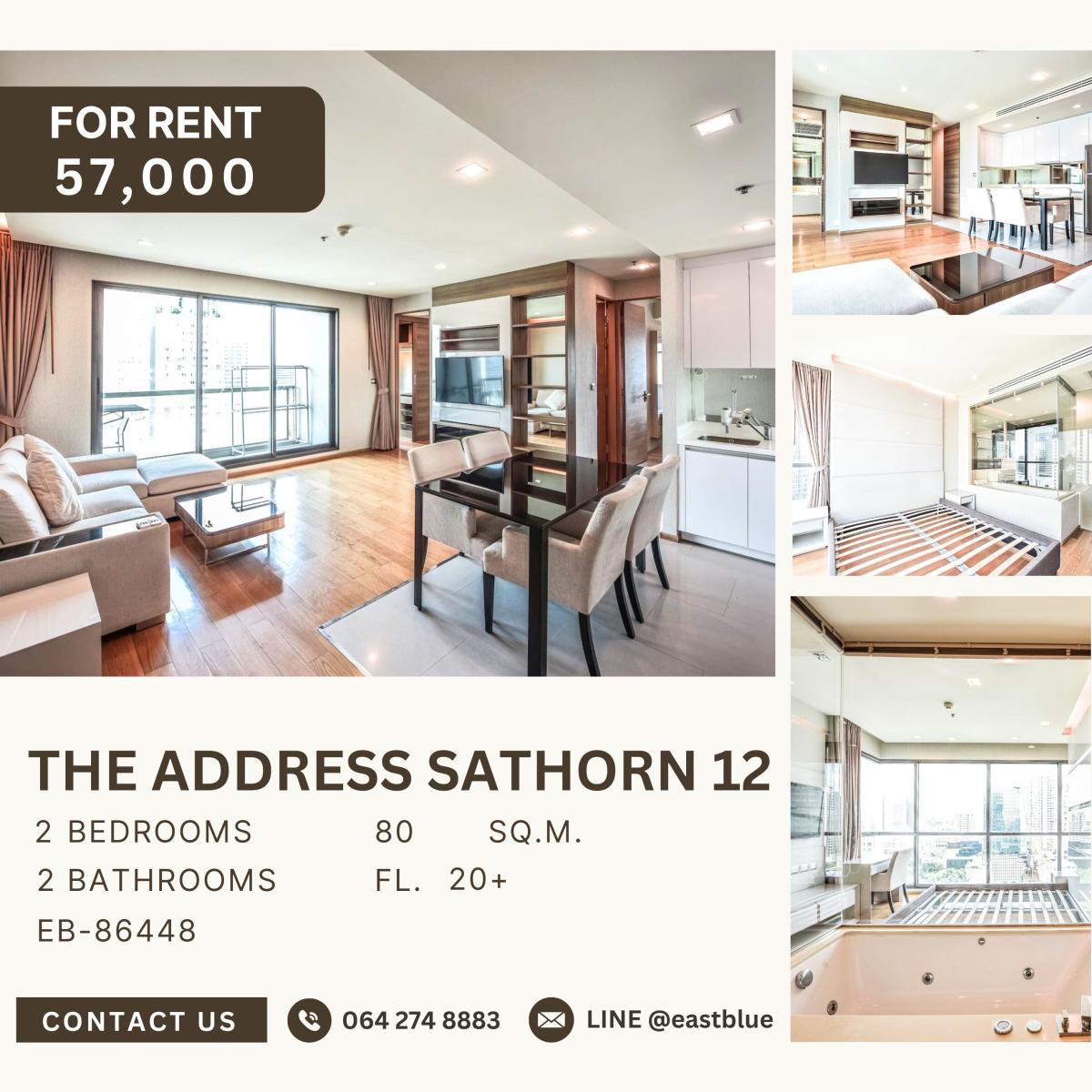 For RentCondoSathorn, Narathiwat : The Address Sathorn 12, 2 bed, 57000 per month