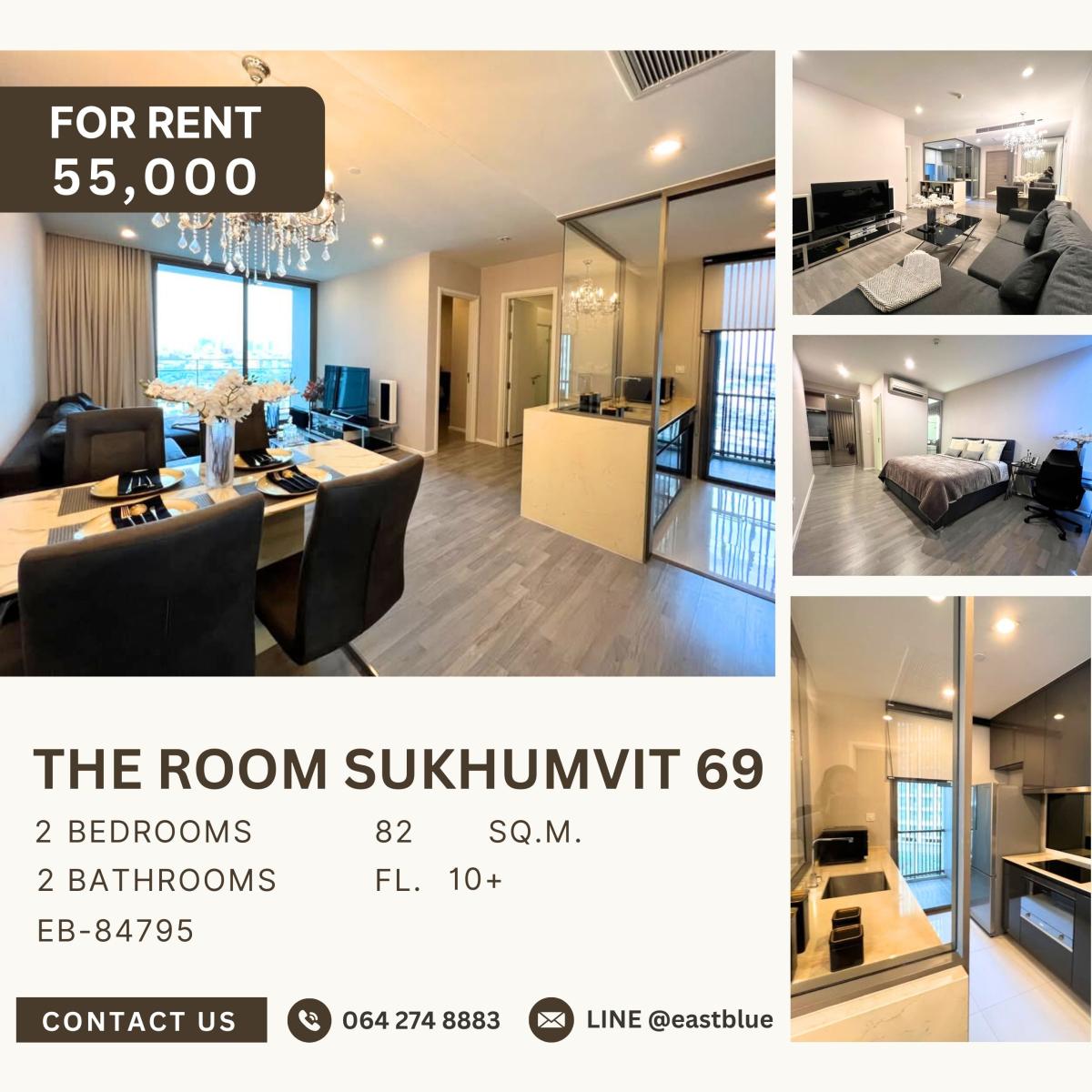 ให้เช่าคอนโดอ่อนนุช อุดมสุข : The Room Sukhumvit 69, 2 bed, 55000 per month